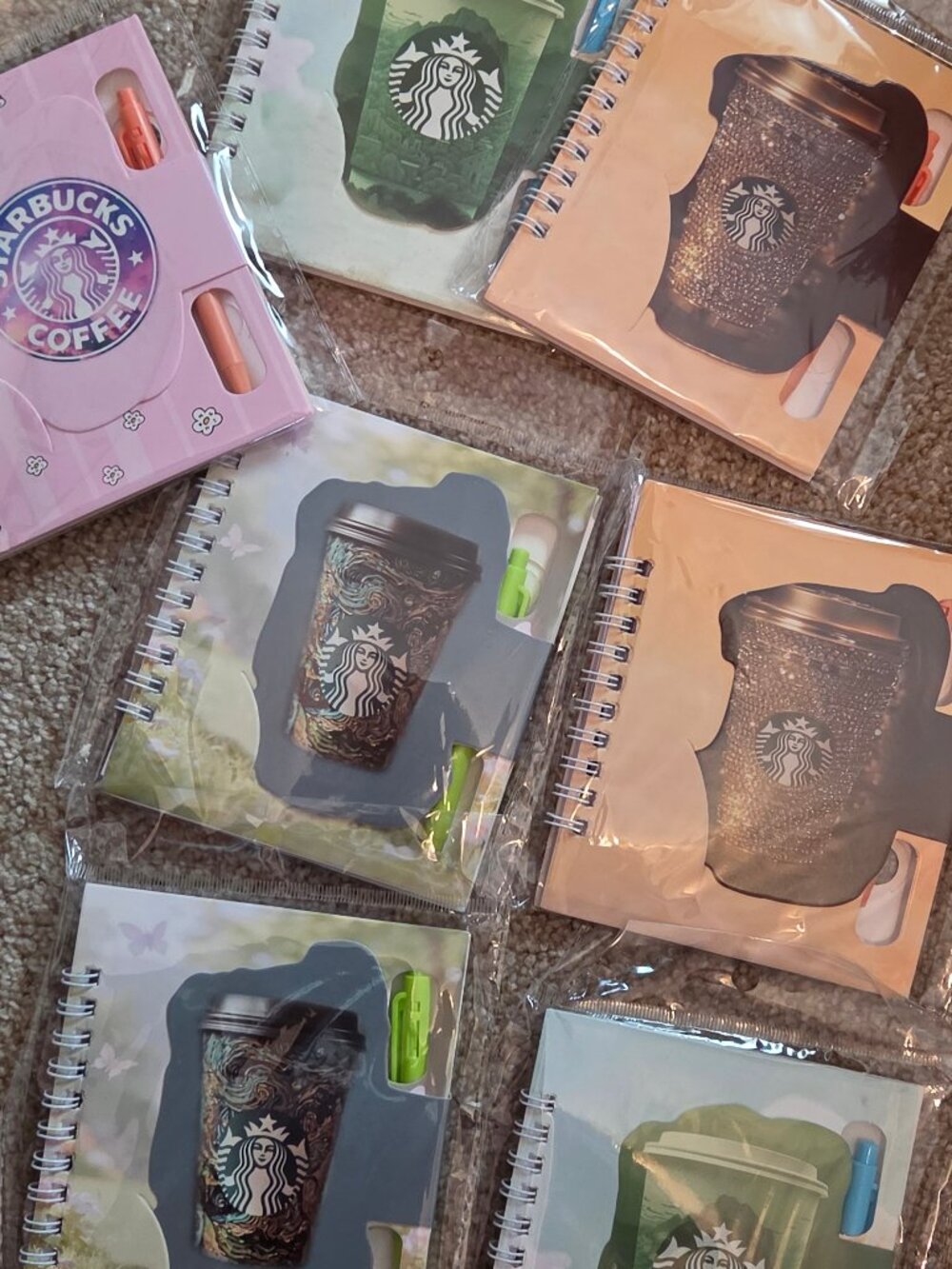 Bundle 7 Starbucks Inspired Mini Spiral Note pad/notebook with pen